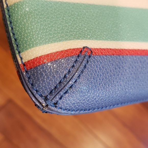 Kate Spade Striped Crossbody. Pink, Periwinkle, Black, White, Aqua - Picture 4 of 12